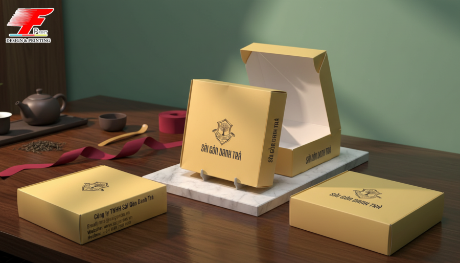 Thiết kế hộp giấy độc quyền giúp tăng nhận diện thương hiệu.