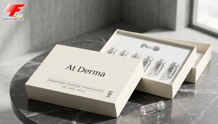 Hộp giấy độc quyền có khay định hình bảo vệ sản phẩm. 