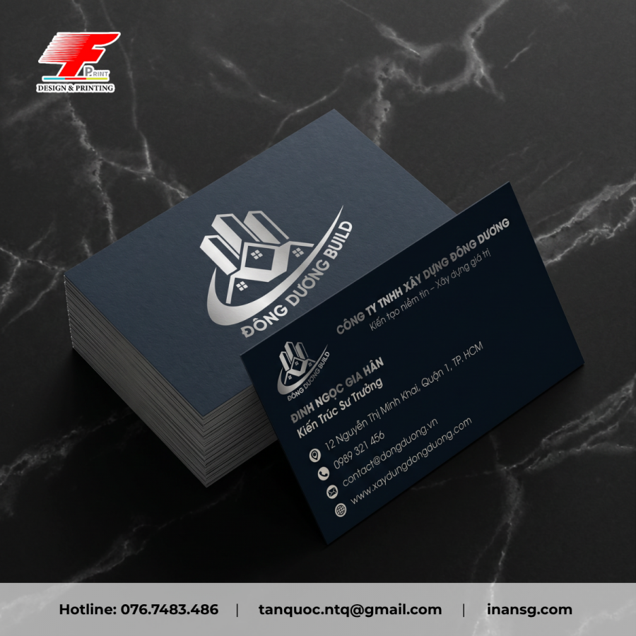 Mẫu in name card công ty xây dựng kiến trúc Đông Dương Build.