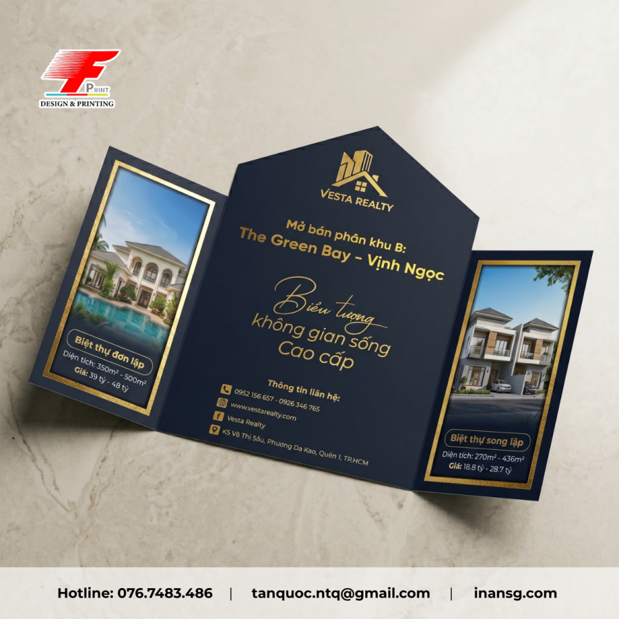 Mẫu Brochure dự án BĐS Vesta Realty màu xanh navy