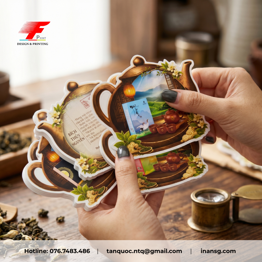 Mẫu in mác giấy sản phẩm trà thiên nhiên DOIDEP với thiết kế đậm chất nghệ thuật.