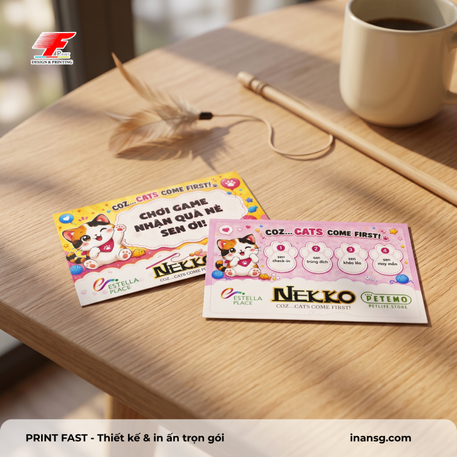 Thẻ tích điểm sử dụng chất liệu giấy hút mực tốt, đảm bảo đóng dấu mộc không bị lem nhòe.