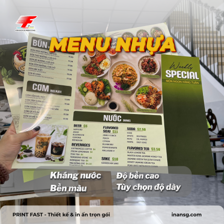 In Menu Nhựa (Giấy Nhựa) Chống Nước